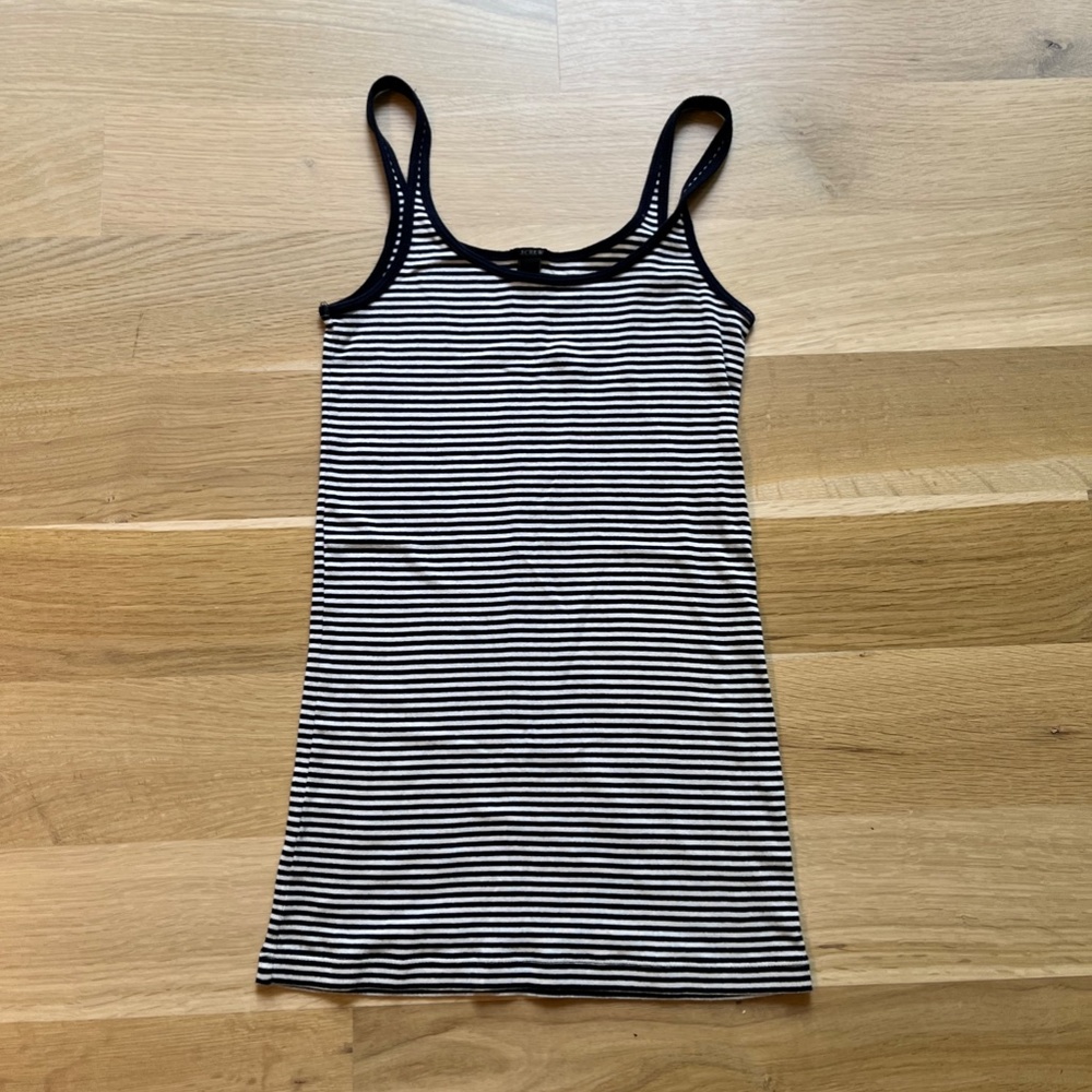 Like New J.Crew Navy + White Striped Tank